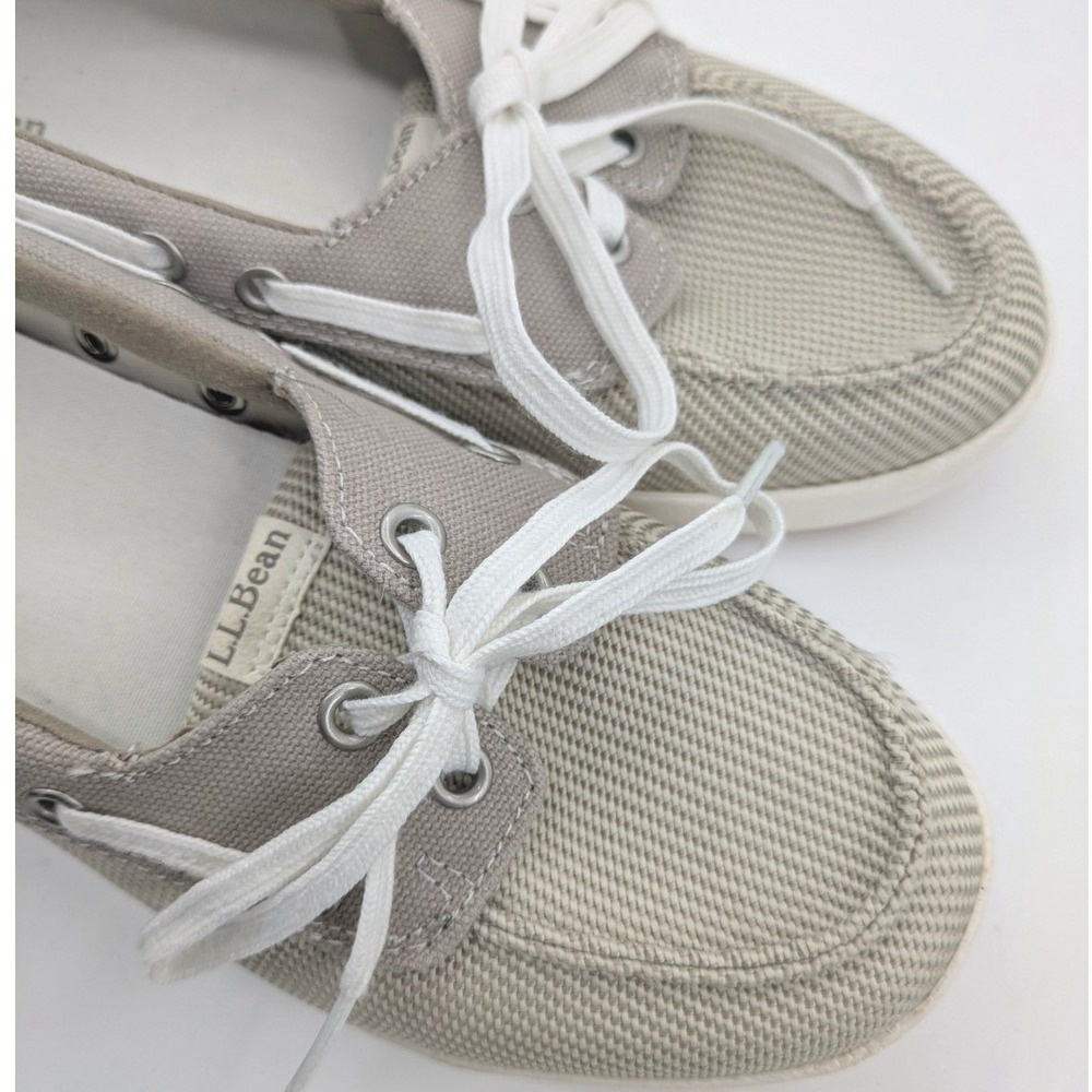 L.L.Bean Canvas Deck Boat Shoe Loafer Womens Size 8 Beige Preppy Nautical 287089 - Picture 7 of 9
